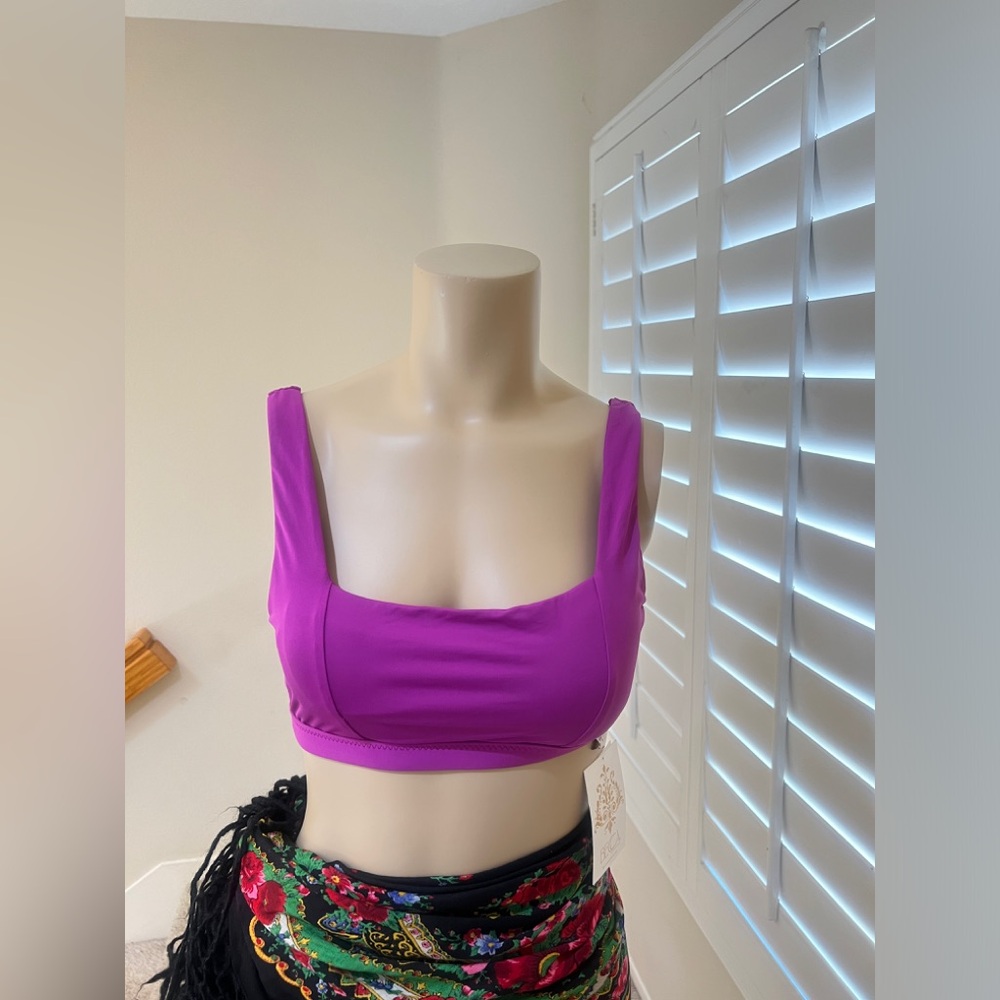 Becca Bikini Top Women Large Purple Strappy Vacation Pool Cruise Summer Swim